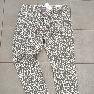 Women's Ann Taylor Loft White Leopard Print Modern Skinny Jeans Size 8/29 NEW!